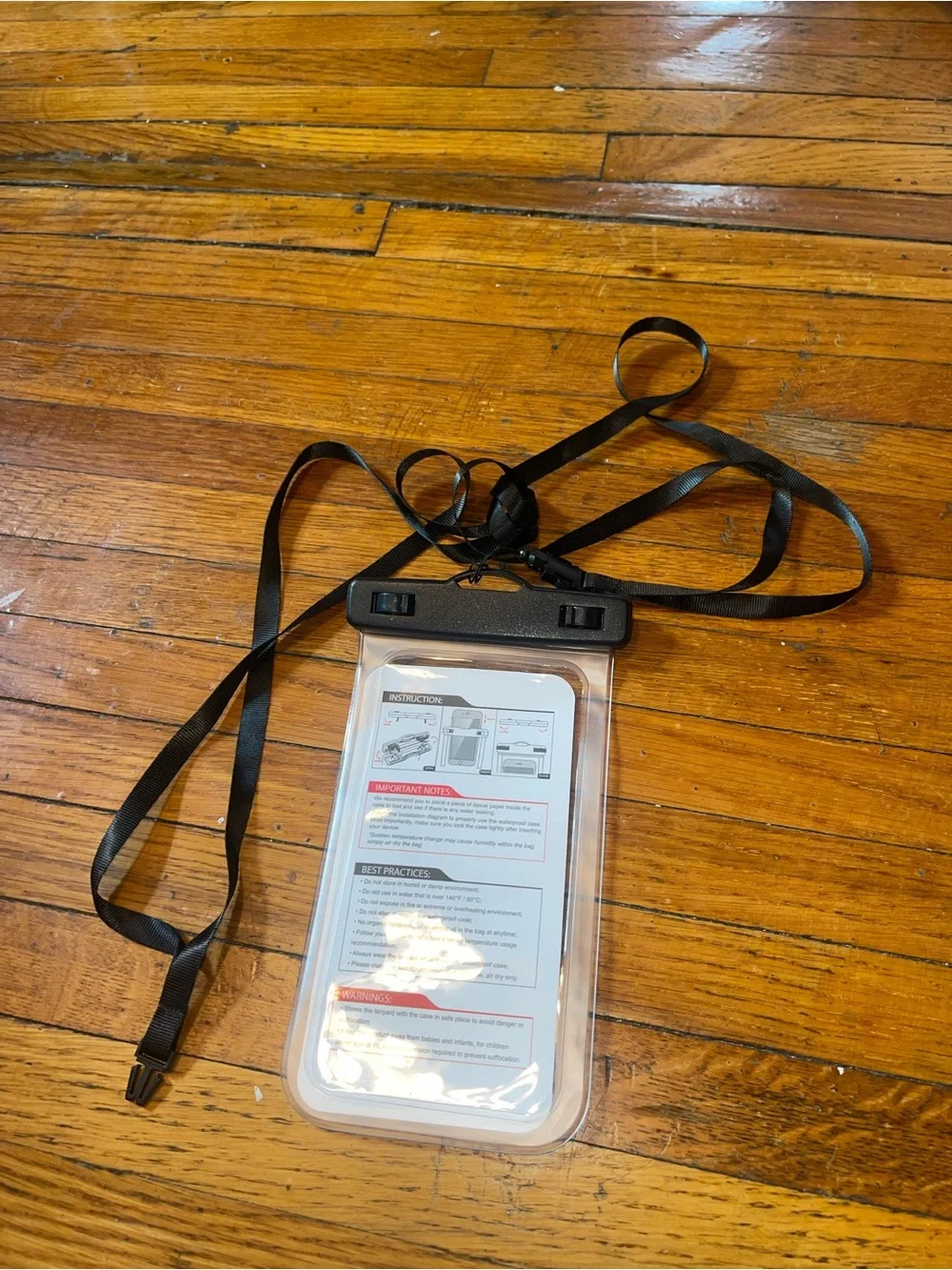 NWOT Joto Black Waterproof Phone Case - Clear Pouch with Neck Strap